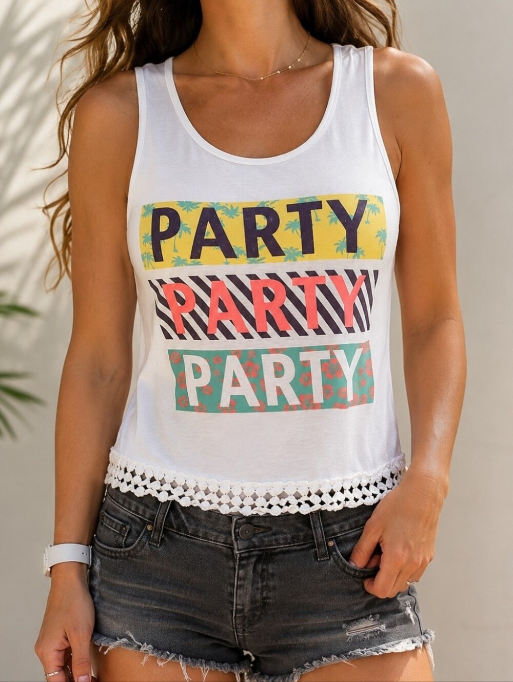 Charlotte Russe White Party Tank Top with Open Back Size Small